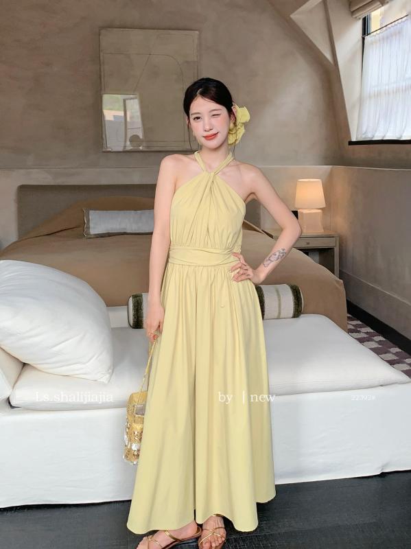 リゾート風 シック ファッション ノースリーブ ワンピース レディース 春夏向け 涼しい きれいめ 大人女子 Aライン ロング丈 フレアワンピース 涼しい 快適 おしゃれ かわいい サマーワンピース｜フォークBR