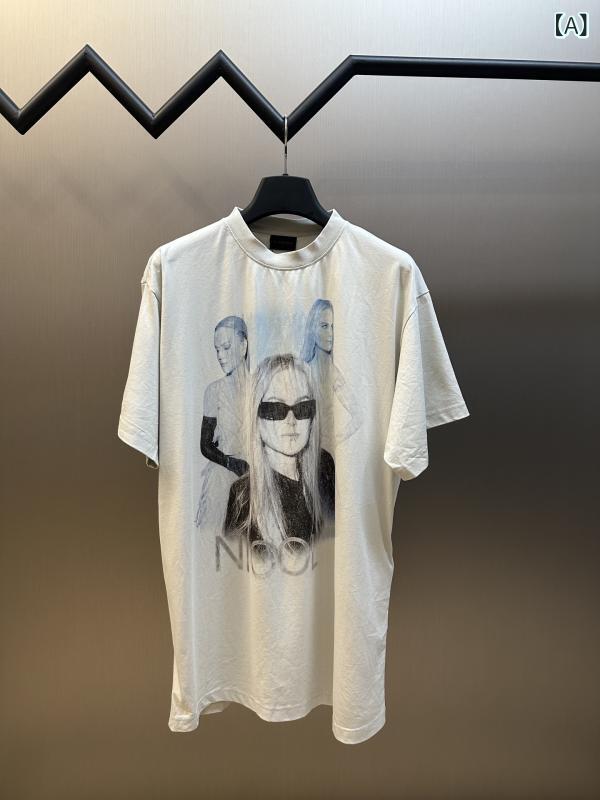 Tシャツ メンズ レディース 春夏 白 綿100% 落とし込みプリント 破れ加工 M L XL XXL|フォークBR