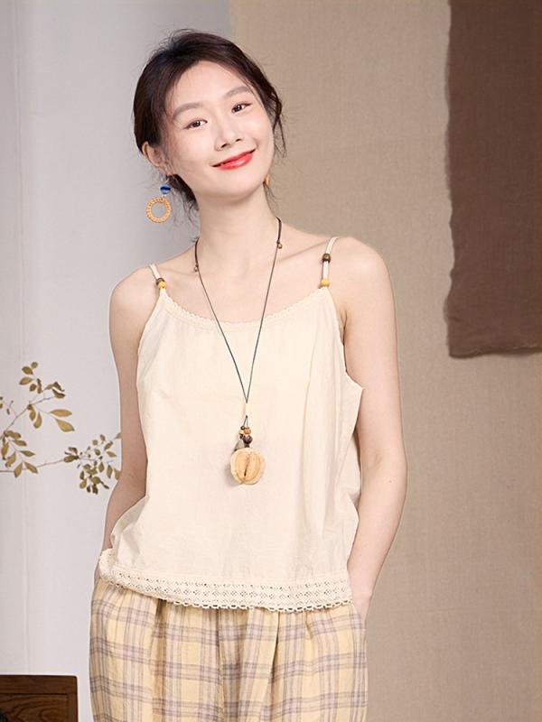 レース ビスチェ レディース キャミソール インナーウェア トップス 春夏 重ね着 上品 きれいめ 女性用 ファッション サマーセライズドコットン レーストリミングレース キャミ レースアップ ブラトップ キャミ|フォークBR
