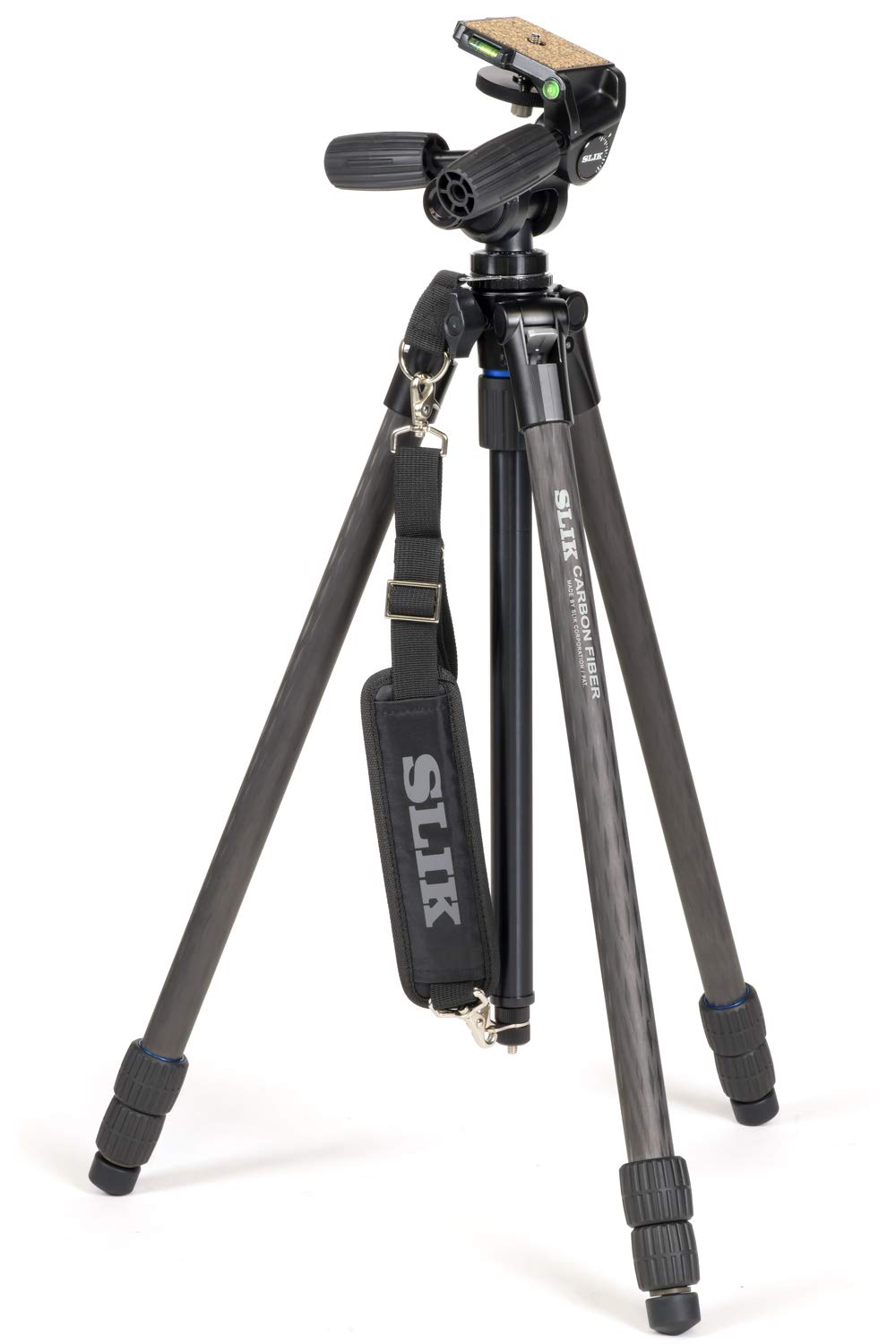 SLIK カーボン三脚 カーボンマスター 733 3段 ナットロック式 25mmパイプ径 高精度3ウェイ雲台 ショルダーストラップ付属 1092｜formanism