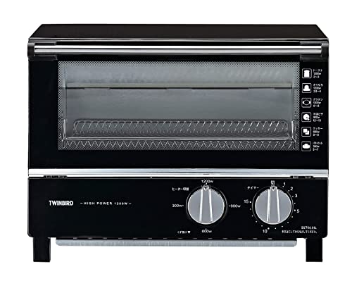 TWINBIRD(ツインバード) オーブントースター 2枚焼き 出力4段階 遠赤ヒーター搭載 1200W 取り出しラク ブラック TS-4019