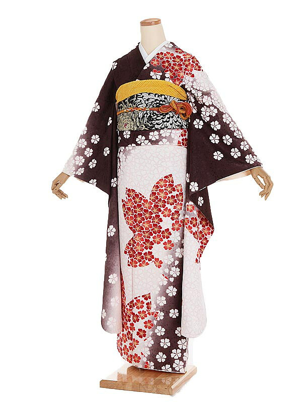【レンタル】[成人式 振袖 レンタル] 正絹 茶系 桜 小花 着物レンタル |成人式振袖レンタル |着物 レンタル|新品足袋プレゼント|振袖フルセット|成人式振袖|振袖 草履 バッグ セット 袋帯|二十歳の集い 女性 晴れ着 160cm 貸衣装 振り袖 振りそで 0166