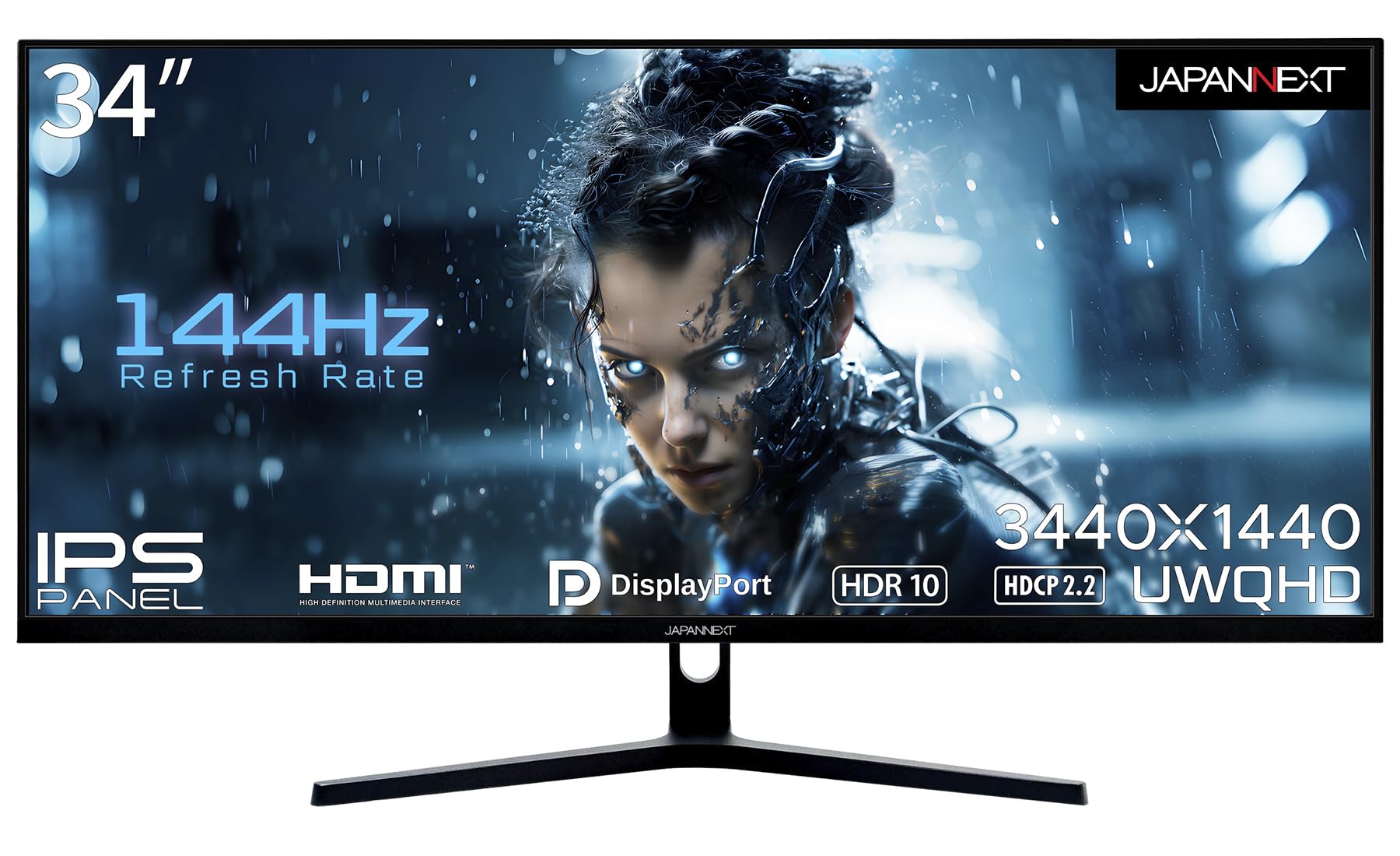 ゲーミングモニター 34インチ ウルトラワイド UWQHD 3440&times;1440 144Hz IPSパネル フレームレス 視野角178度 スピーカー内蔵 HDMI DisplayPort VESA対応 ブルーライトカット PCモニター ディスプレイ 高解像｜mandarino