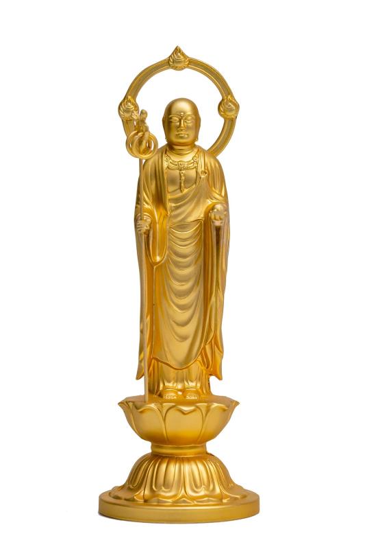 楽天市場】金色 地蔵菩薩 立像 （金属製 24K純金メッキ）高さ約15cm