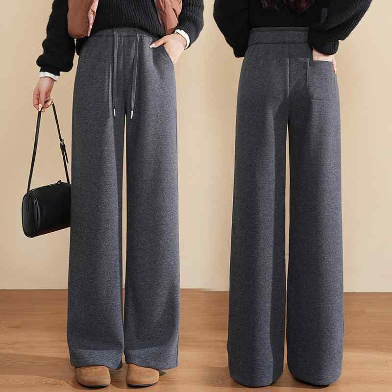 ワイドパンツ レディース ハイウエスト ストレート ロング丈 ゆったり カジュアル 無地 シンプル ベーシック 定番 ズボン オフィス きれいめ 大人 体型カバー リラックス スタンダード 秋冬|mandarino