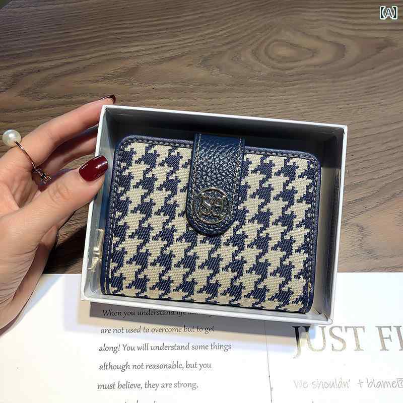 二つ折り財布 レディース 革 千鳥格子 ミニ財布 カードケース ジャバラ式 折りたたみ 大容量 多機能 牛革 レザー カード入れ 札入れ コインケース 小銭入れ付き おしゃれ ギフト プレゼント 軽量 キャッシュレス