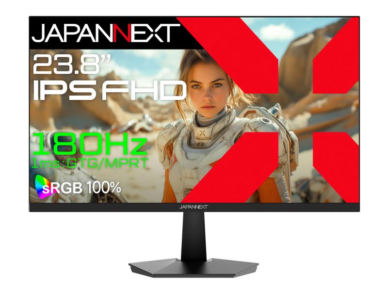 JAPANNEXT 23.8インチ IPSパネル搭載 180Hz対応 フルHD(1920x1080)解像度 ゲーミングモニター JN-IPS238G180F 1ms(GTG/MPRT) HDMI DP sRGB:100% PS5:120Hz接続 【2年】