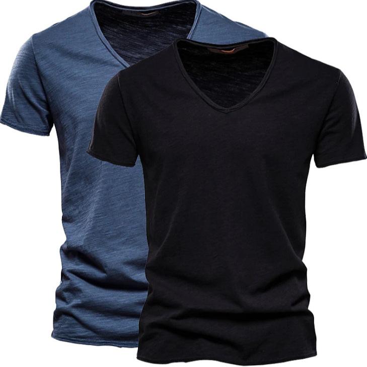 Tシャツ メンズ Vネック 半袖 無地 セット シンプル カジュアル ベーシック 定番 スタンダード リラックス カットソー インナー 2枚組 2枚セット デイリー 普段使い