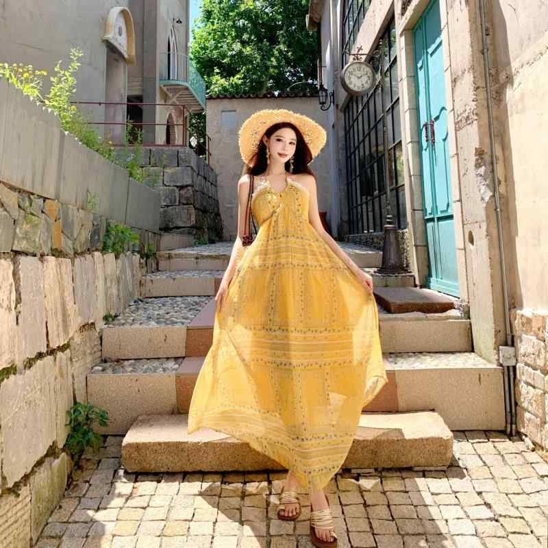 ワンピース レディース ホルターネック キャミソールワンピース ロング丈 マキシ丈 リゾート ビーチ 旅行 きれいめ 上品 シンプル ベーシック カジュアル ノースリーブ 無地 スタンダード