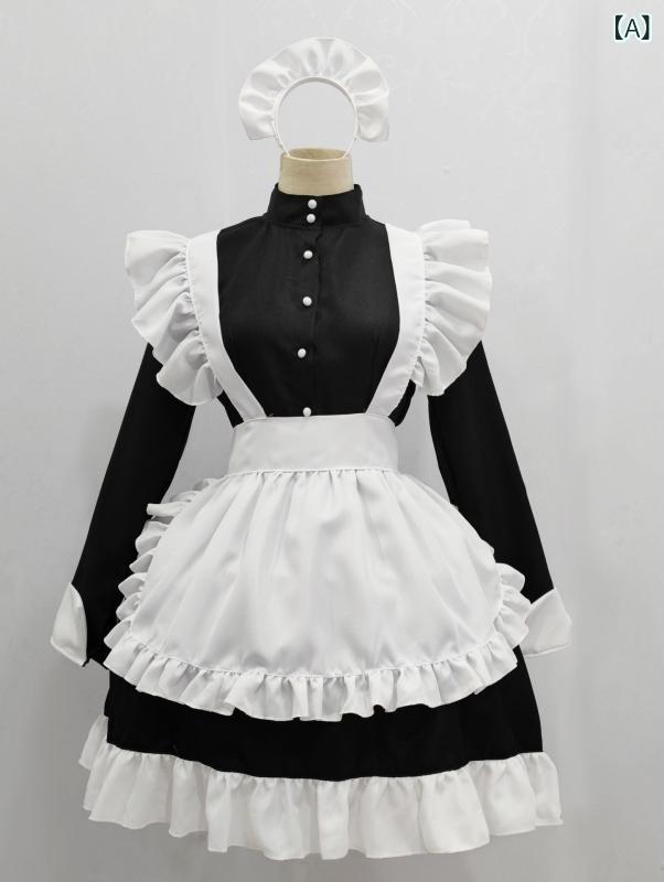 メイド服 レディース ゴスロリ 仮装 コスチューム 演出 舞台撮影学園祭イベントパーティーシンプル定番スタイルクラシック華やかエプロンモノトーン