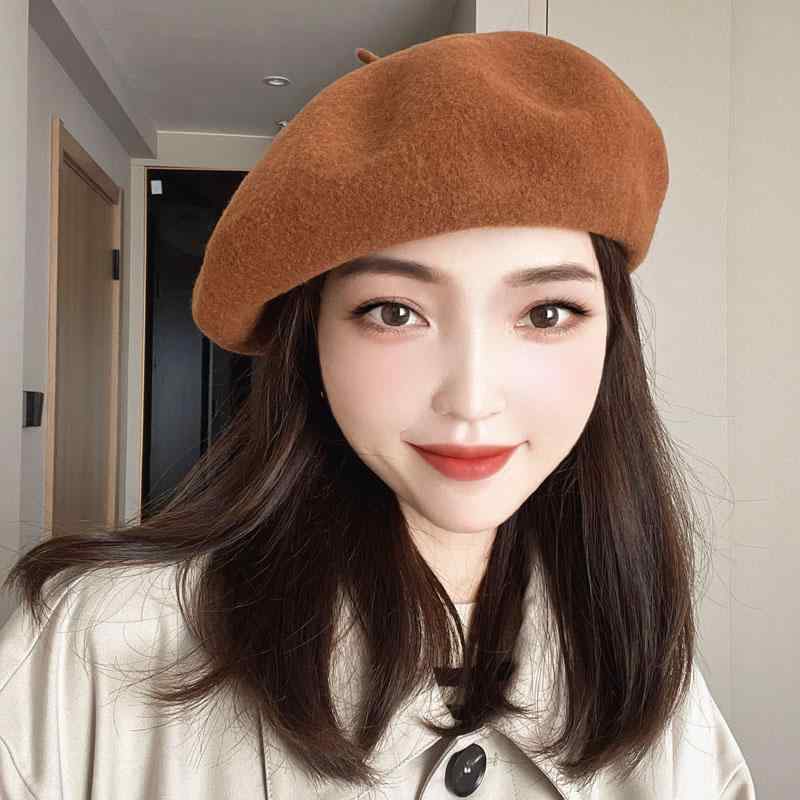 ベレー帽 レディース 大きいサイズ ゆったり 小顔 画家帽 帽子 無地 キャメル シンプル ベーシック スタンダード カジュアル きれいめ リラックス 定番 ファッション小物
