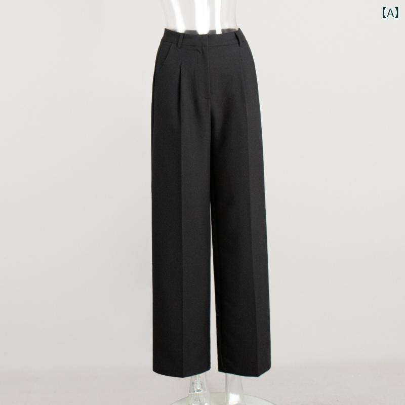 スラックス レディース ワイドパンツ ストレートパンツ 通勤 オフィス ゆったり きれいめ ロング丈 カジュアル 無地 シンプル センタープレス ハイウエスト フルレングス