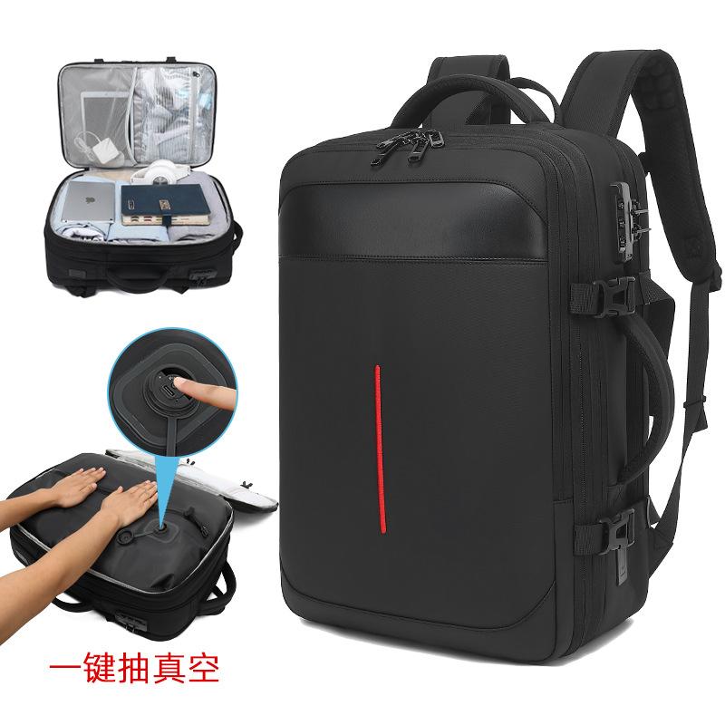 リュックサック メンズ ビジネス 出張 旅行 大容量 PC収納 圧縮機能 バックパック デイパック 多機能 仕事用 通勤 通学 シンプル ベーシック スタンダード スクエア型 かばん 鞄 ビジネスバッグ カジュアル