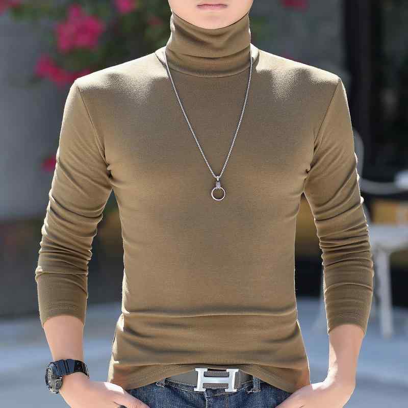 ハイネックTシャツ メンズ 長袖 無地 スリム フィット ロングスリーブ カットソー インナー シンプル ベーシック 定番 スタンダード きれいめ カジュアル モックネック スタイリッシュ ストレッチ 合わせやすい