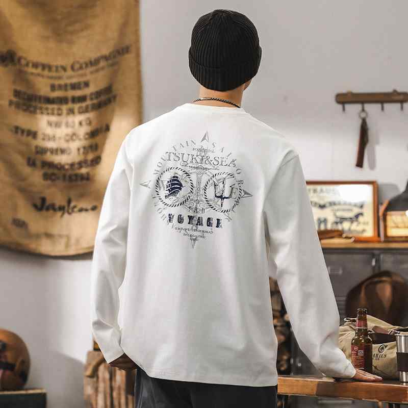 長袖ティーシャツ メンズ プリント オーバーサイズ ビッグシルエット ゆったり カジュアル シンプル ベーシック スタンダード リラックス 定番 丸首 ストリート プルオーバー クルーネック ロングスリーブ