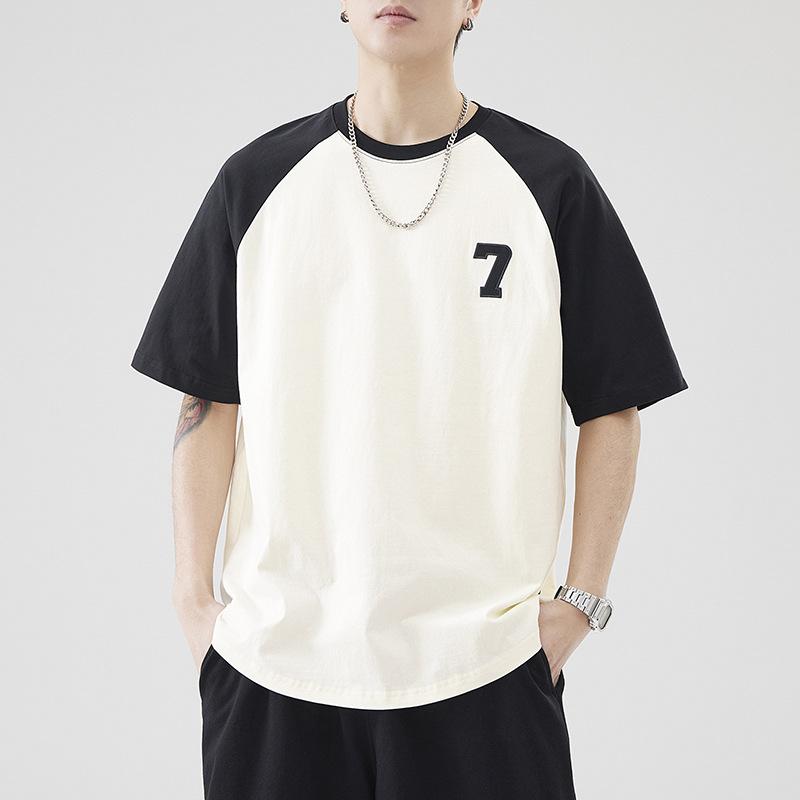 Tシャツ メンズ 半袖 配色 ラグランスリーブ クルーネック カジュアル シンプル ベーシック 定番 丸首 ファッション 無地 スタンダード リラックス デイリー 日常使い レイヤード スタイル ストリート 着回し