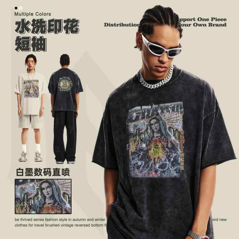 Tシャツ メンズ 半袖 プリント クルーネック オーバーサイズ カジュアル ストリート 定番 シンプル リラックス カットソー ラウンドネック おしゃれ かっこいい 普段着 部屋着 ベーシック