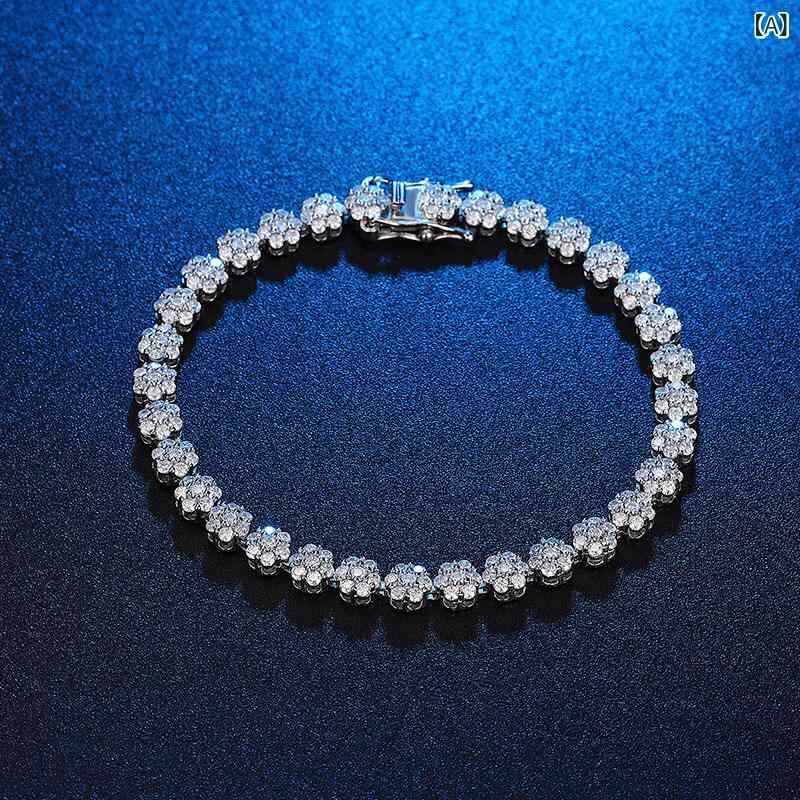 ブレスレット シルバー925 モアサナイト 梅モチーフ 花 繊細な輝き 高級感 ジュエリー アクセサリー プレゼント チェーン 華奢 細身 レディース 腕輪 パーティー 結婚式 ウェディング 卒業式 入学式 記念日 贈り物 フォーマル カジュアル お呼ば|mandarino