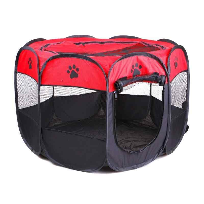 ペットサークル 犬 猫 折りたたみ ペットハウス ペットケージ 室内 屋外 屋根付き 通気性 メッシュ コンパクト 収納 持ち運び 軽量 八角形 プレイサークル シンプル ベーシック 定番 リラックス