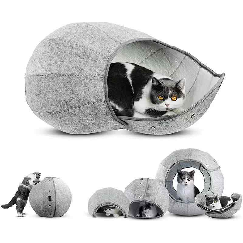 ペットベッド ペット用 猫用 犬用 折りたたみ 通気性 半密閉 トンネル型 室内用 クッション 猫ハウス キャットハウス ドッグハウス シンプル ベーシック スタンダード リラックス 快適|mandarino