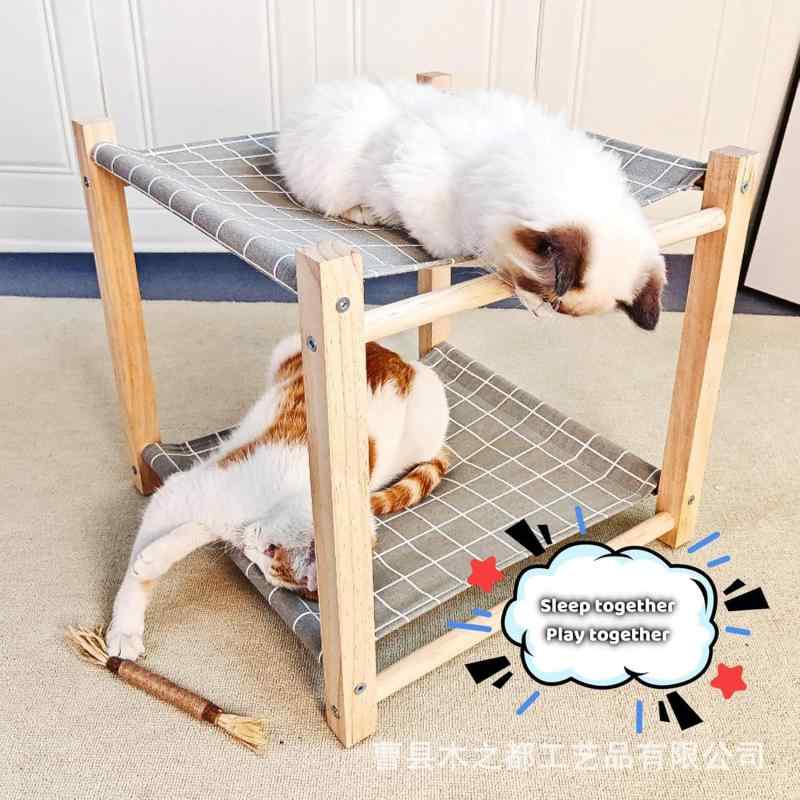愛玩動物寝台 やって行く雑貨 洗える 通気性 ハンモック 室内用 猫用 小型犬用 2段 ダブル 自然的 分かりやすい 心地よい 第一義的 定番 標準尺度 伸び伸びする お睡眠時間 座布団  通年 置き型