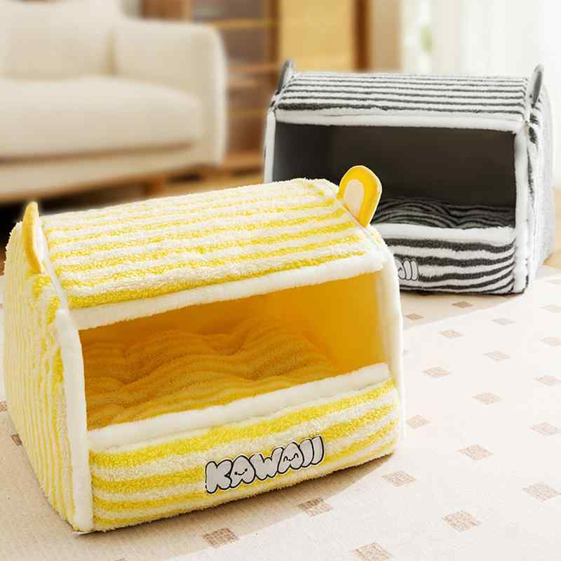 愛玩動物住みか 生きて行く雑貨 犬猫兼用 学生寄宿舎型 耳付き添い人 可愛らしい 室内装飾 分かりやすい 第一義的  室内用 黄色 伸び伸びする 愛玩動物グッズ