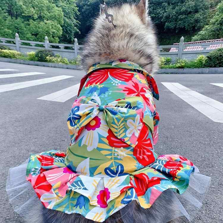 ワンピース ペット リボン 花柄 かわいい ドッグウェア 犬服 猫服 犬の服 猫の服 大型犬 中型犬 小型犬 お散歩 お出かけ カジュアル シンプル ベーシック スタンダード 定番 |mandarino