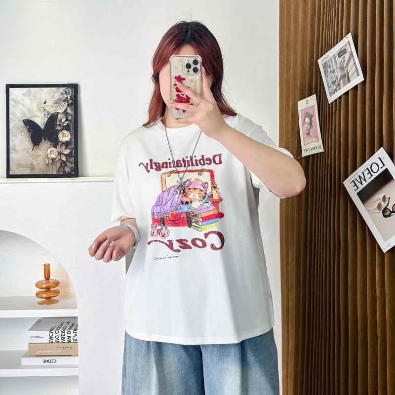 Tシャツ レディース 半袖 大きいサイズ プリント 猫 アニマル クルーネック カットソー カジュアル ゆったり ビッグシルエット シンプル ベーシック 部屋着 ルームウェア かわいい おしゃれ 普段使い 体型カバー