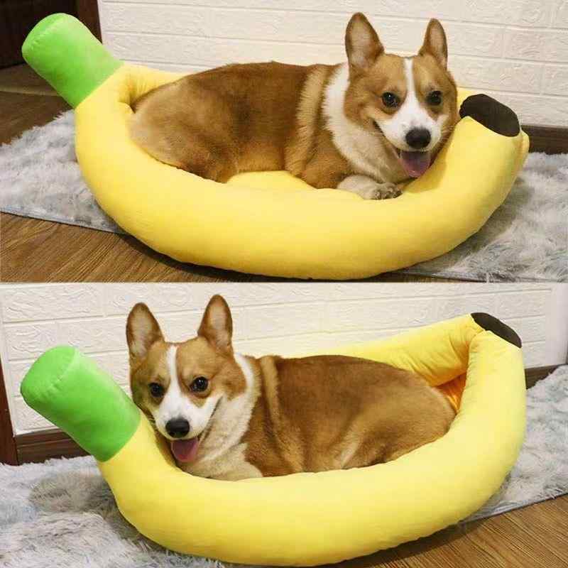 ペットベッド ペット用品 バナナ型 かわいい クッション 小型犬 猫 室内用 ペットハウス 寝床 インテリア シンプル ベーシック スタンダード リラックス 安眠 快適 雑貨 ペットグッズ おしゃれ 癒し アイテム