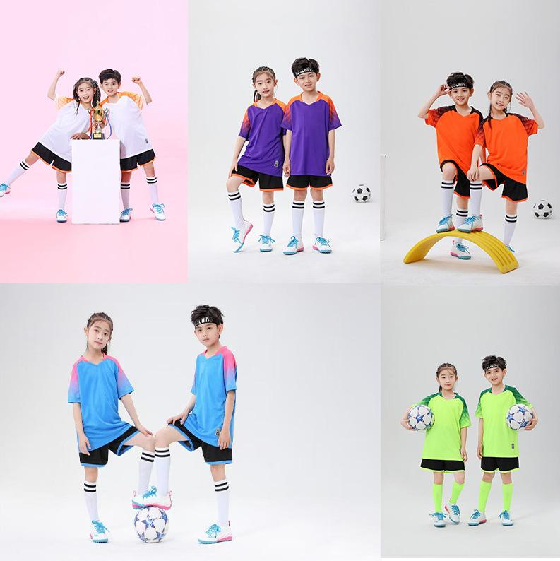 キッズサッカーユニフォーム ジュニア上下セット 半袖練習着部活動 小学生中学生チームユニフォーム 男の子女の子スポーツウェア トレーニングウェアセットアップ運動会合宿団体用