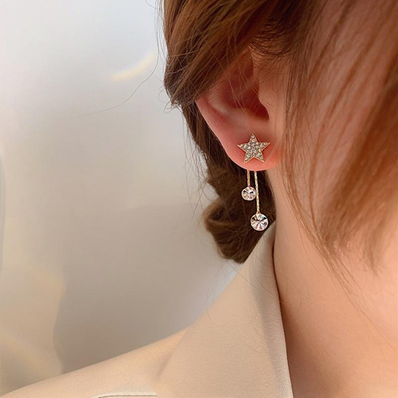 揺れるピアス 星型モチーフ ロングタッセル レディースファッションアクセサリー パーティー結婚式二次会 披露宴謝恩会 贈り物記念日誕生日プレゼント大人かわいい上品きれいめ華やか