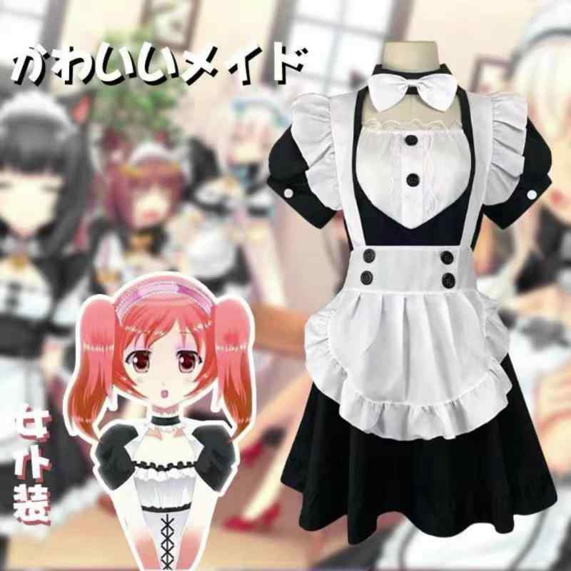 ワンピース レディース ゴスロリ メイド服 コスプレ衣装 フレアシルエット イベントパーティー撮影会舞台演出余興学園祭演劇発表会仮装清楚上品クラシックモノトーンスタンダードシンプルナチュラル