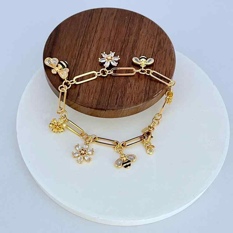 ブレスレット レディース アクセサリー 蜂と花をモチーフにした華やかな パーティーや結婚式などのお呼ばれシーンに 誕生日プレゼントや大切な方への贈り物に おしゃれな腕輪