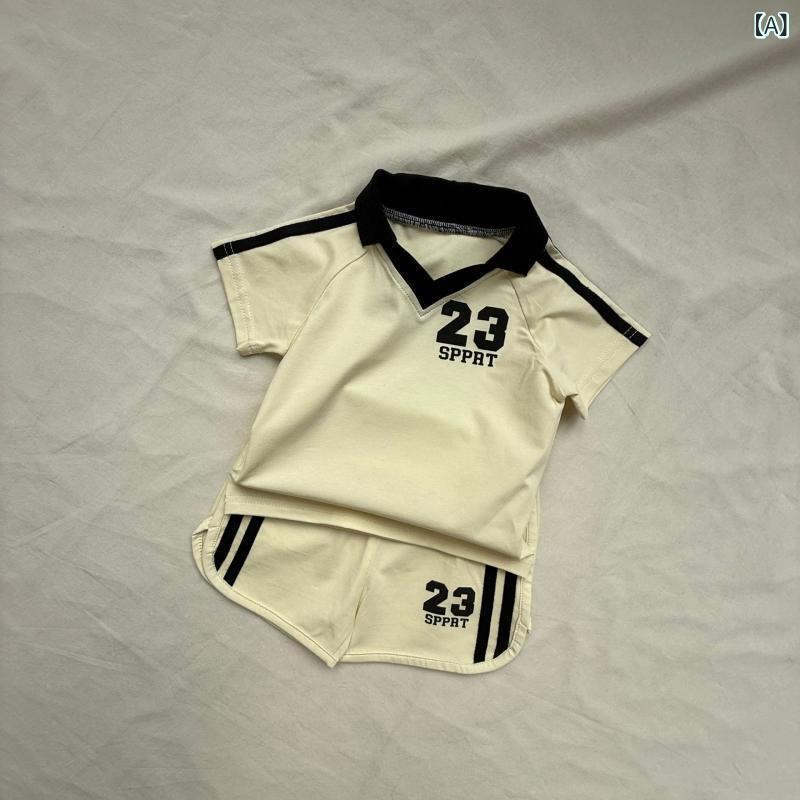 上下セット キッズ 子供服 男の子 女の子 ポロシャツ 半袖 スクール風 通園通学 運動会 お出かけ 夏用 動きやすい 上品 カジュアル おしゃれ シンプル 普段着 部屋着 快適 柔らかい 襟付き
