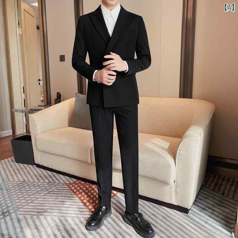 セットアップ スーツ メンズ ビジネス 2点セット スリム テーラード ジャケット 高級感 上下セット スラックス ストレッチ 伸縮性 冠婚葬祭 結婚式 披露宴 二次会 パーティー 卒業式 入学式 面接 礼服 紳士服 オールシーズン 無地 センタープレス｜mandarino