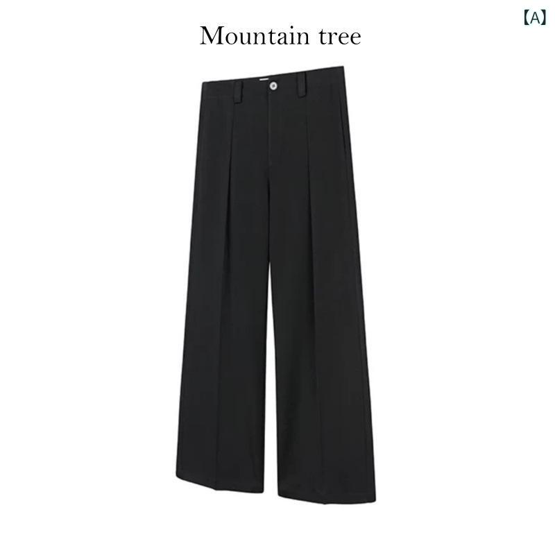 ワイドパンツ スラックス メンズ ストレート TR素材 ハイウエスト 2タック ドレープ感 落ち感 美脚効果 脚長見え シルエット重視 高見え シワになりにくい オフィス 通勤 カジュアル ボトムス ズボン 無地 フルレングス ゆったり 快適 通気性 洗｜mandarino