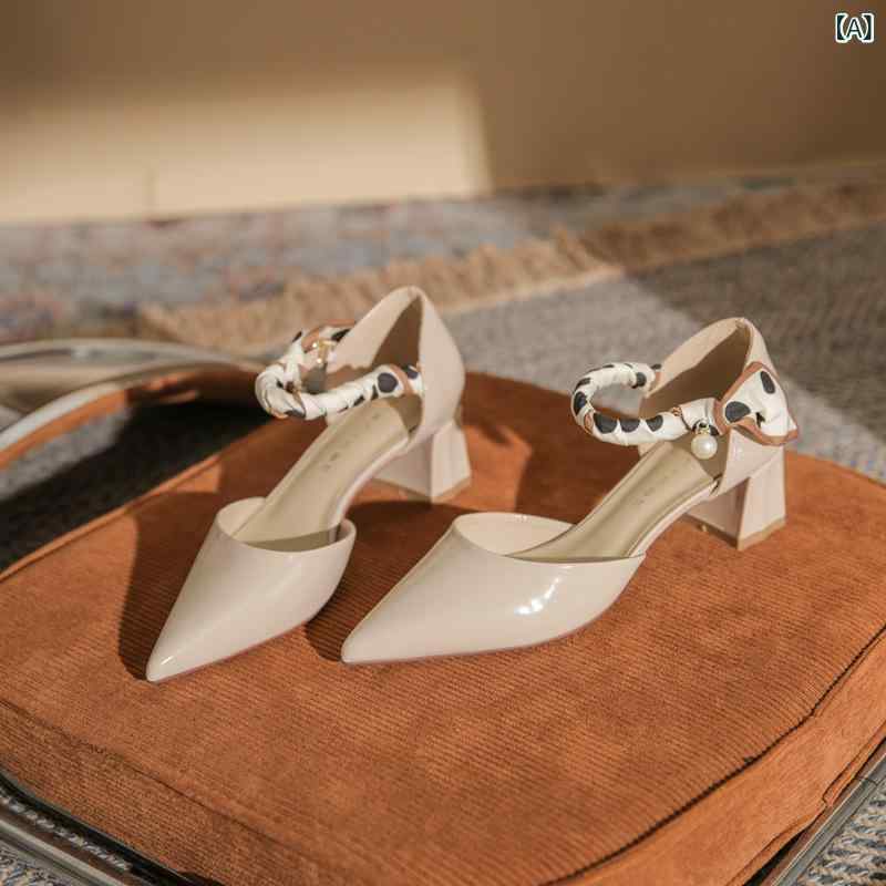 パンプス チャンキーヒール ポインテッドトゥ 羊革 パールアンクルストラップ 疲れにくい 安定感 結婚式 披露宴 フォーマル 二次会 パーティー 謝恩会 卒業式 入学式 卒園式 入園式 冠婚葬祭 通勤 オフィス ビジネス サイドオープン 太ヒール 裏地ク
