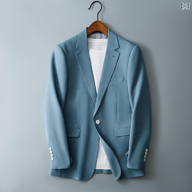 テーラードジャケット メンズ 春 アウター 紳士服 スリム ストレッチ 伸縮性 動きやすい 着回し万能 軽量 ビジカジ 通勤 通学 休日 デート 2次会 ジャケパン 2つボタン シングル シンプル 無地 大人 カジュアル ゴルフ ビジネス