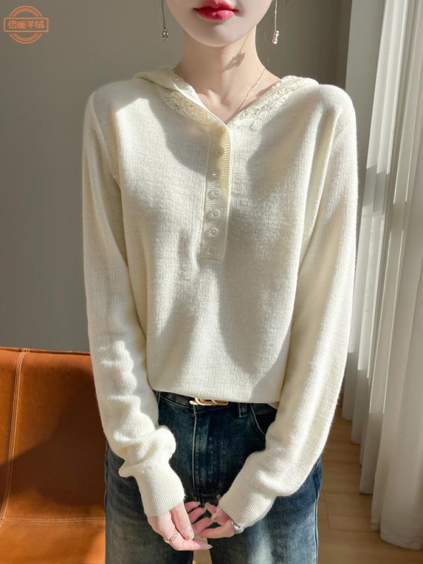 フード付き ニットセーター 春秋 薄手 ゆったり スリムシルエット おしゃれ トップス カジュアル 普段使い 暖かみ 柔らかい 素材