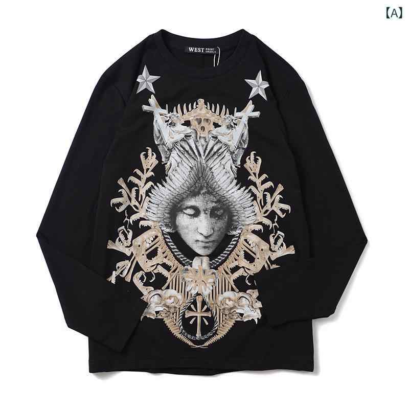 長袖Tシャツ メンズ レディース ロンT クルーネック トップス カットソー 綿100% コットン プリント ストリート カジュアル インナー 秋服 春服 男女兼用 ゆったり オーバーサイズ 大きいサイズ シンプル