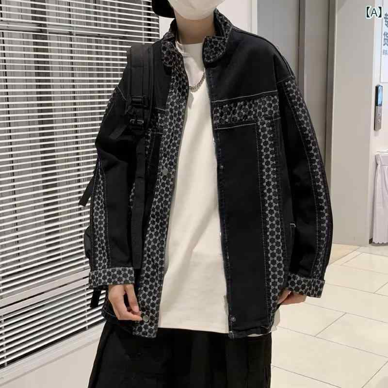 デニムジャケット メンズ デニム Gジャン ジージャン ジャケット アウター ビッグシルエット オーバーサイズ ゆったり 長袖 バイカラー 配色 切替 ライトアウター 春秋 カジュアル ストリート 大きいサイズ