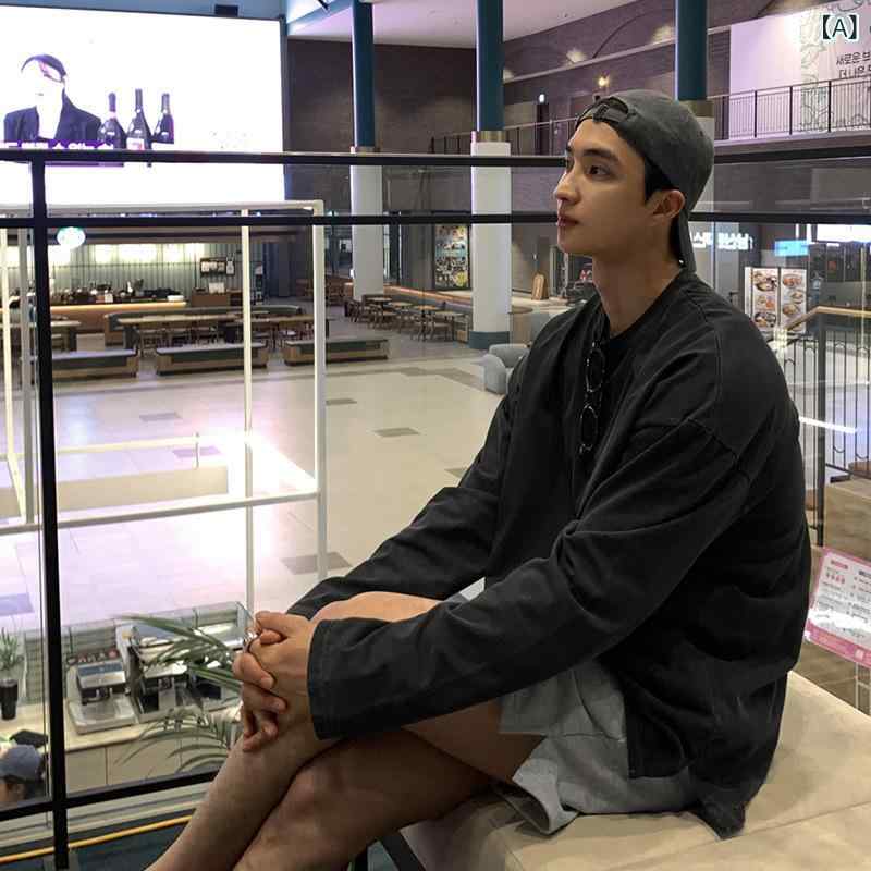 Tシャツ メンズ カットソー 長袖 クルーネック 無地 しわになりにくい 快適 着心地 ゆったり ビッグシルエット インナー トップス 春秋 シンプル カジュアル おしゃれ かっこいい ワンマイルウェア