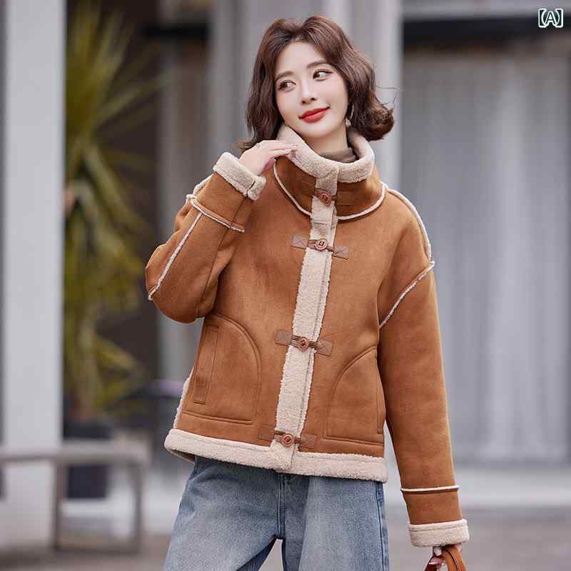ムートンコート レディース ボアブルゾン 冬服 ライダースジャケット フェイクムートン 厚手 防寒 暖かい ゆったり 小さいサイズ ショート丈 アウター 裏ボア もこもこ カジュアル 秋服 スエード調
