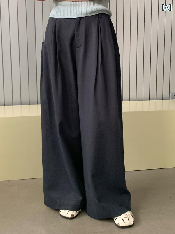 ワイドパンツ レディース ハイウエスト カジュアル ストレート ロングパンツ 体型カバー ウエストゴム 10分丈 ストレッチ 無地 オフィス 通勤 通学 ズボン ボトムス 春夏 秋 シンプル