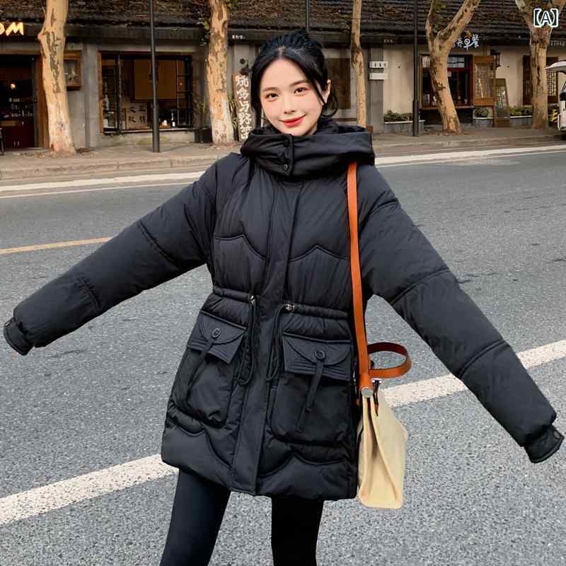 中綿コート レディース ロング丈 防寒 フード付き 厚手 ウエストマーク 着痩せ アウター ジャケット 暖かい 軽量 秋冬 カジュアル 低身長 無地 上着 通勤 通学 シンプル ベーシック 防風 ファスナー