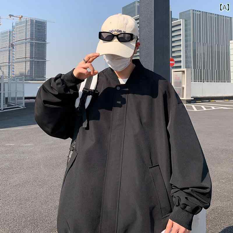 スタジャン メンズ 上衣 アウター 上衣 細工物上衣 厚地の外套大きさ ビッグ影ぼうし ゆったり レトロ ヴィンテージ風 前食い違い 名取り草 羽織り 心地よい アメカジ 無地 襟付き添い人 綿織物 通い 通学 秋物 冬物