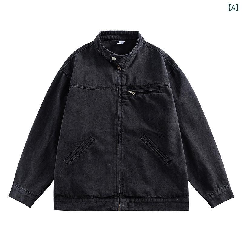 デニムジャケット メンズ ジージャン Gジャン ワークジャケット ウォッシュ加工 ユーズド加工 ヴィンテージ風 ヘビーウェイト ビッグシルエット 春アウター 秋アウター コットン100% 長袖 アメカジ