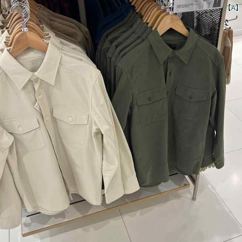 ワークシャツ メンズ 長袖 カジュアルシャツ シャツ ビッグシルエット ゆったり 多ポケット 無地 シンプル 春秋 コットン 綿 アウトドア キャンプ ワークウェア ミリタリー 襟付き トップス 羽織り
