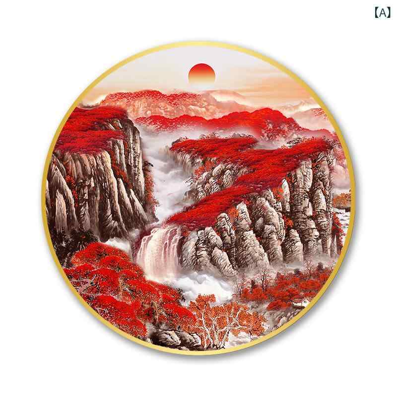 アートパネル 風水 円形 山水画 丸型 モダン 和モダン 縁起物 玄関 リビング オフィス 壁掛け インテリア 絵画 壁飾り 装飾画 おしゃれ 新築祝い ギフト 開運 運気上昇 赤富士 太陽 山 川 景色 風景画 応接室