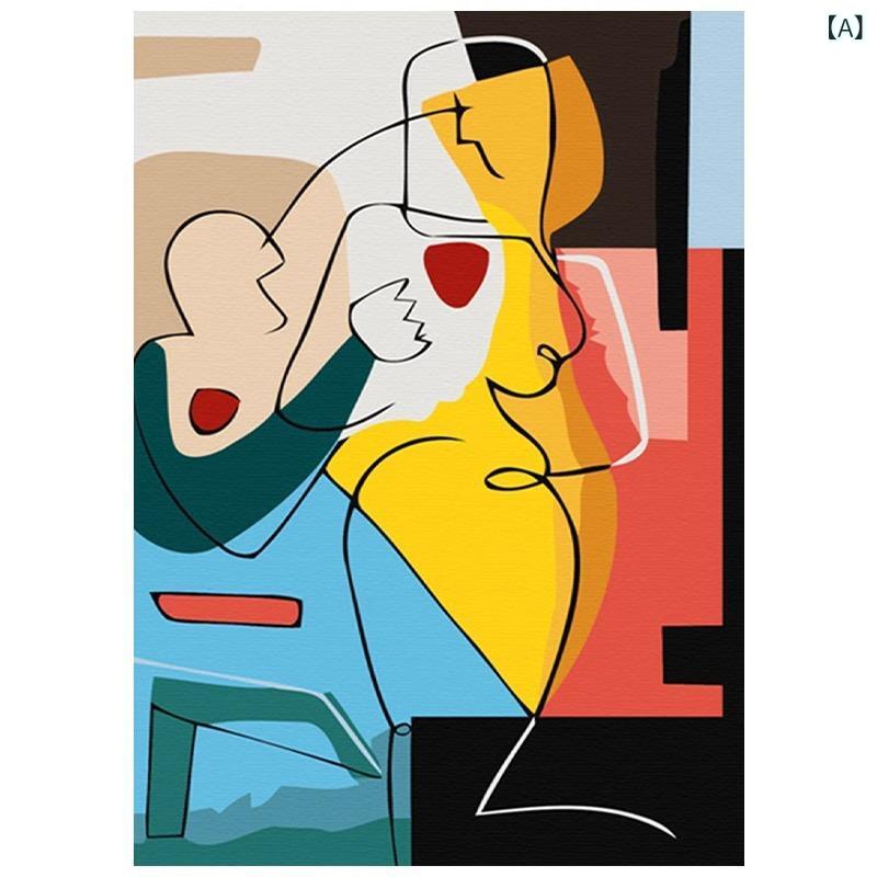 アートパネル 抽象画 手描き 油彩 インテリア 壁掛け ハート 人物 ラインアート シンプル モダン リビング 玄関 ダイニング 寝室 廊下 模様替え 絵画 ウォールアート ウォールデコレーション キャンバス 壁飾り|mandarino